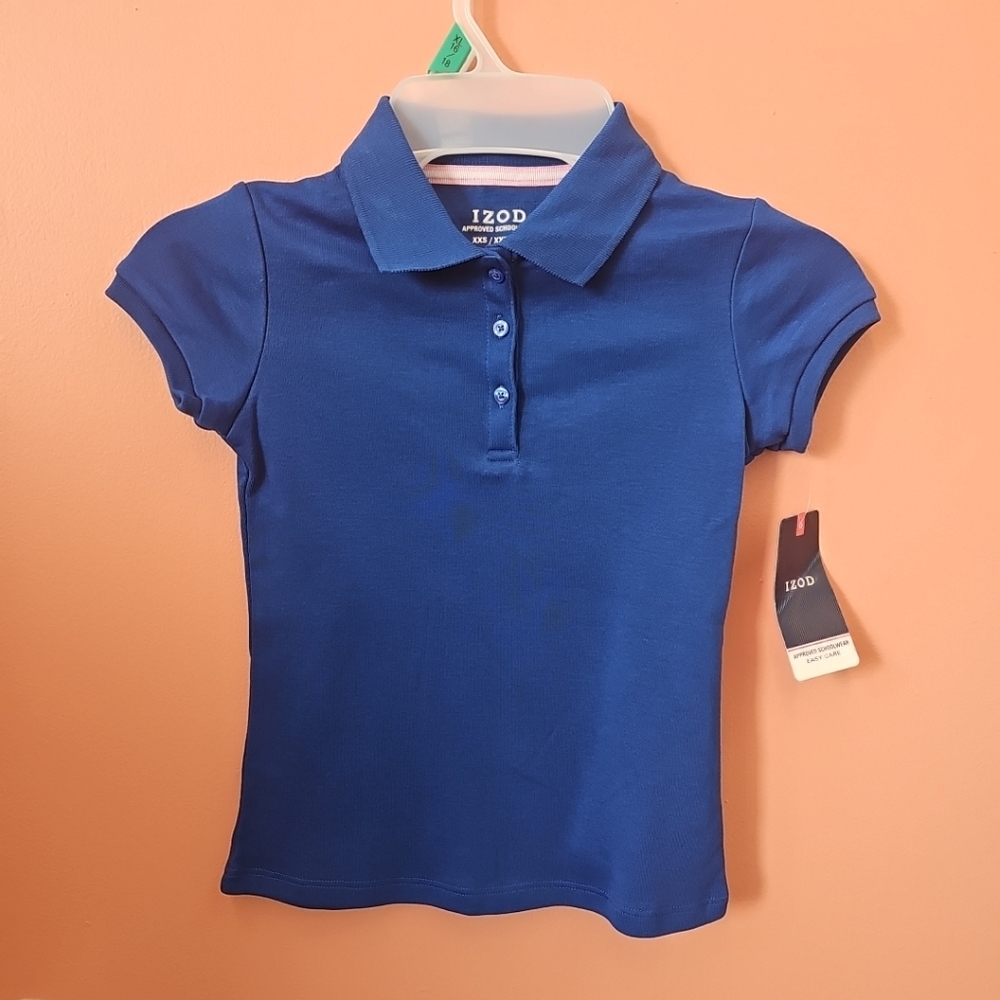 NWT Izod Girls Size XXS (4/5) Royal Blue School Uniform Polo Shirt